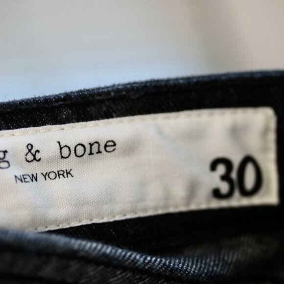 Rag & Bone Nina High Rise Ankle Cigarette Jeans Black Snake Foil SZ 30 NWT $255 - Picture 9 of 16